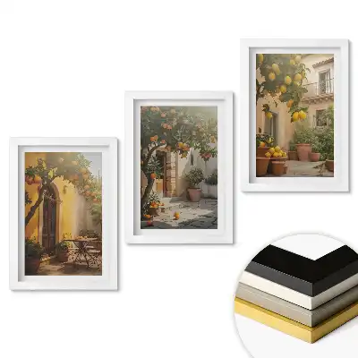 Set 3 tablouri dormitor Fructe la soare sub copac