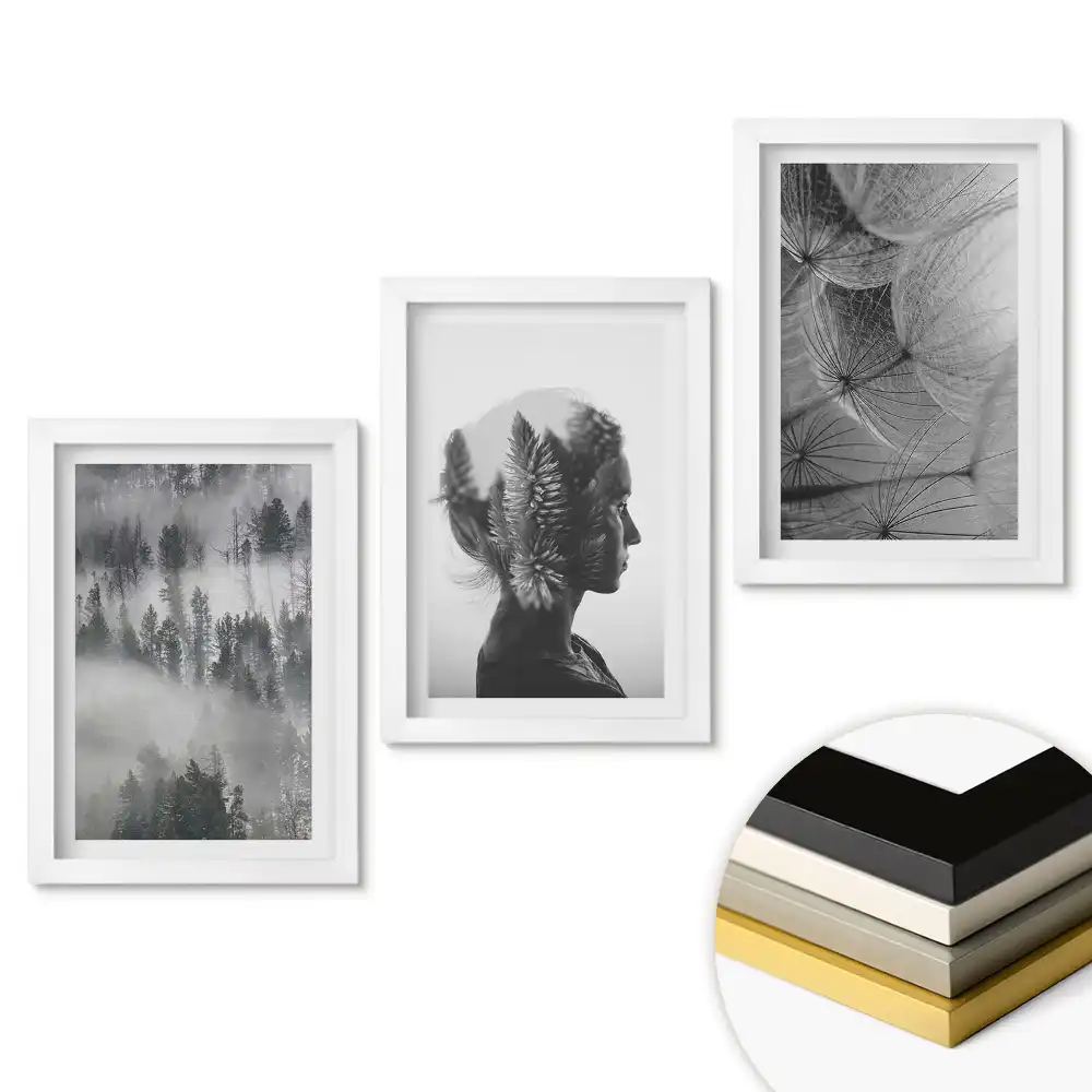 Set tablouri living Natură și reflecții într-un stil minimalist