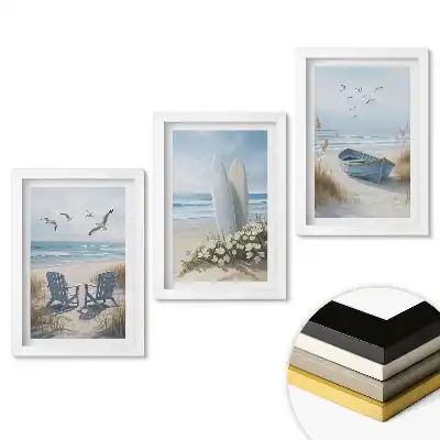Set tablouri pentru living Plaje liniștite și aventuri pe mare