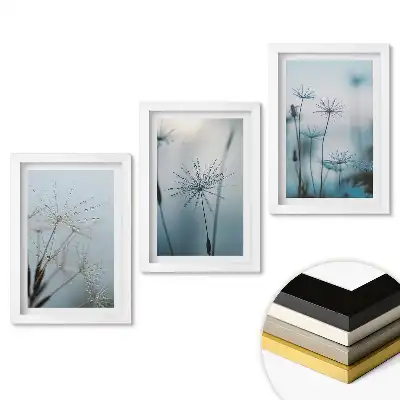 Set 3 tablouri dormitor Picături de rouă pe fire delicate de iarbă