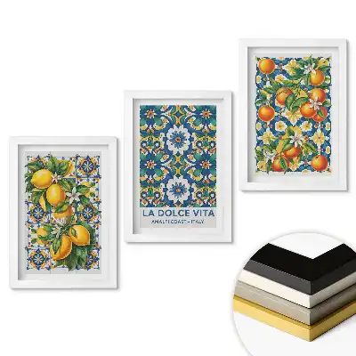 Set tablouri living Inspirații italiene din Amalfi și citere