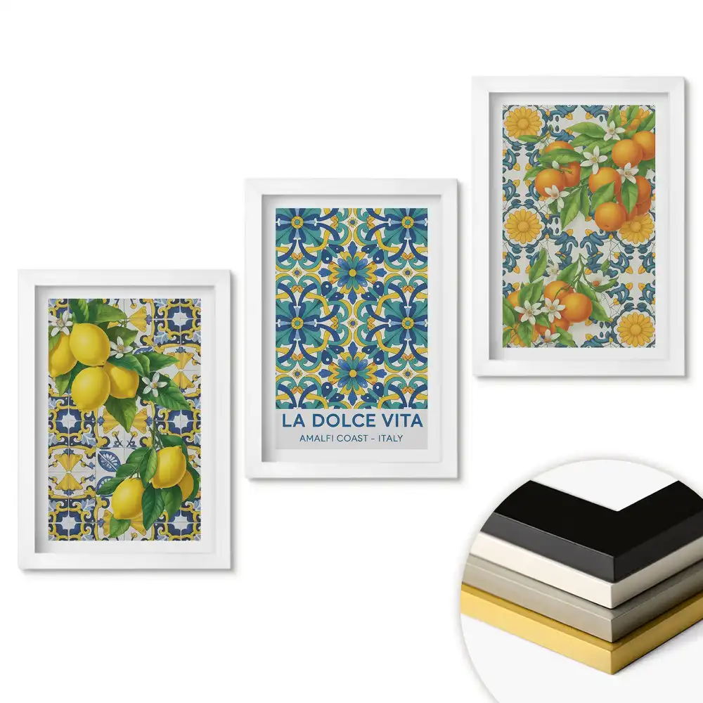Set de 3 tablouri pentru dormitor Inspirații italiene cu accent citric