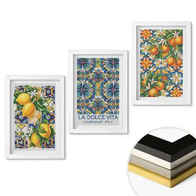 Set tablouri living Grafică atmosferică cu Italia în fundal