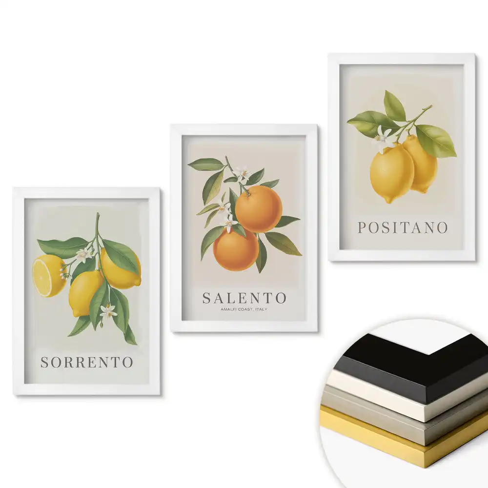 Set 3 tablouri dormitor Inspirații citrice din Italia