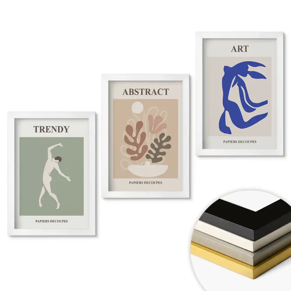 Set de 3 tablouri pentru dormitor cu forme decorative moderne
