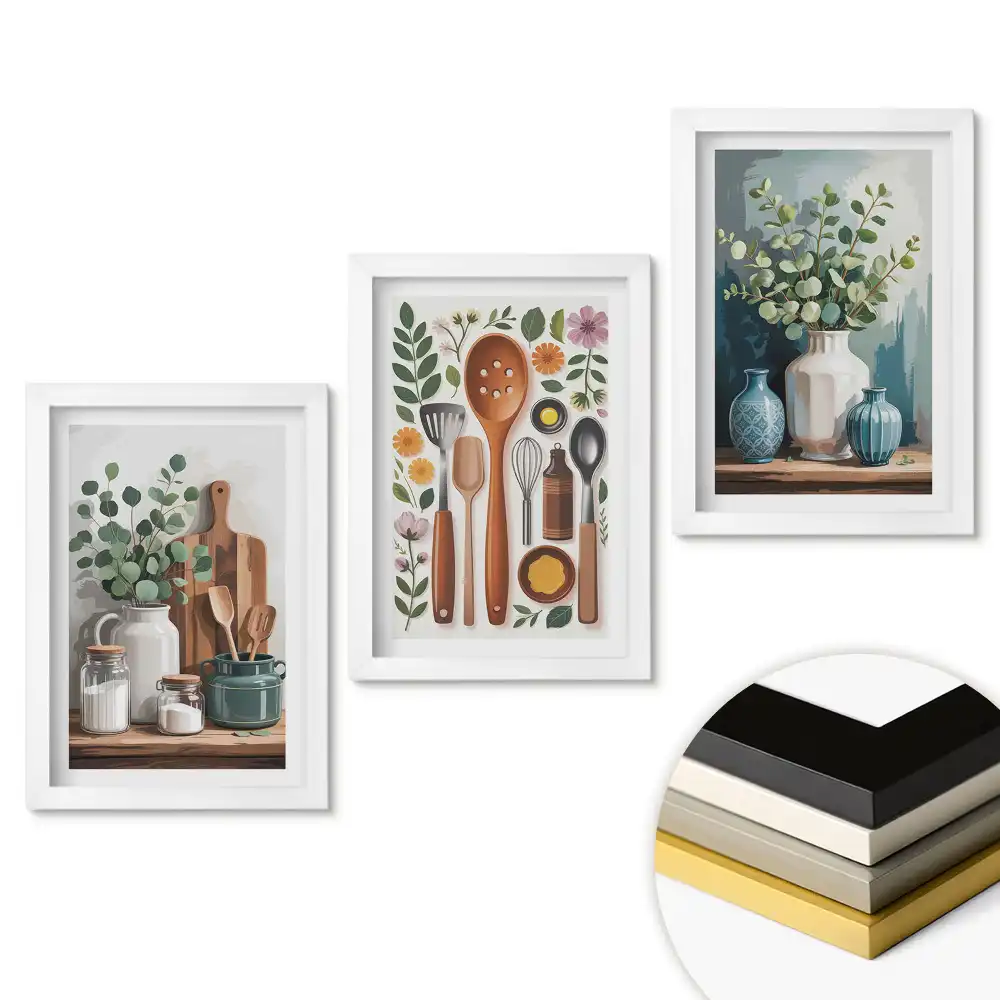 Set 3 tablouri pentru dormitor cu tematică culinară