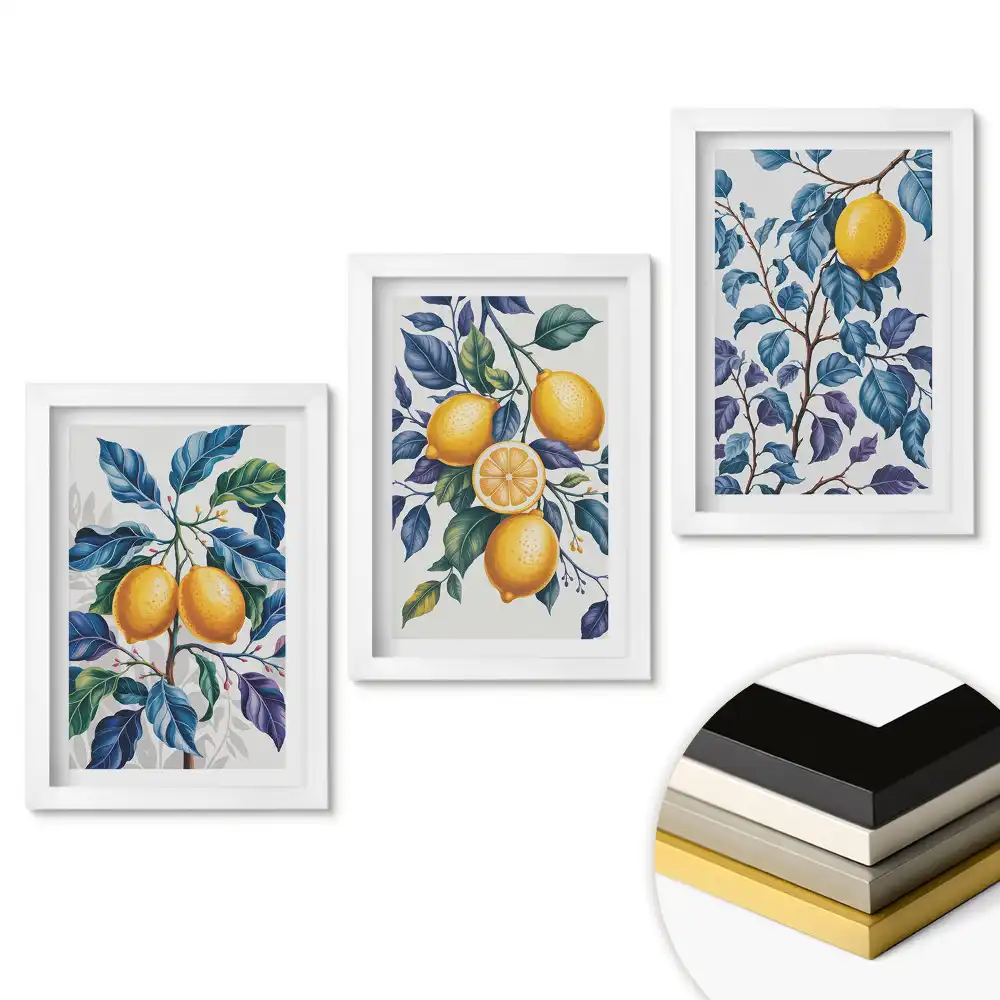 Set de tablouri pentru living Inspirații de lămâie în nuanțe de verde