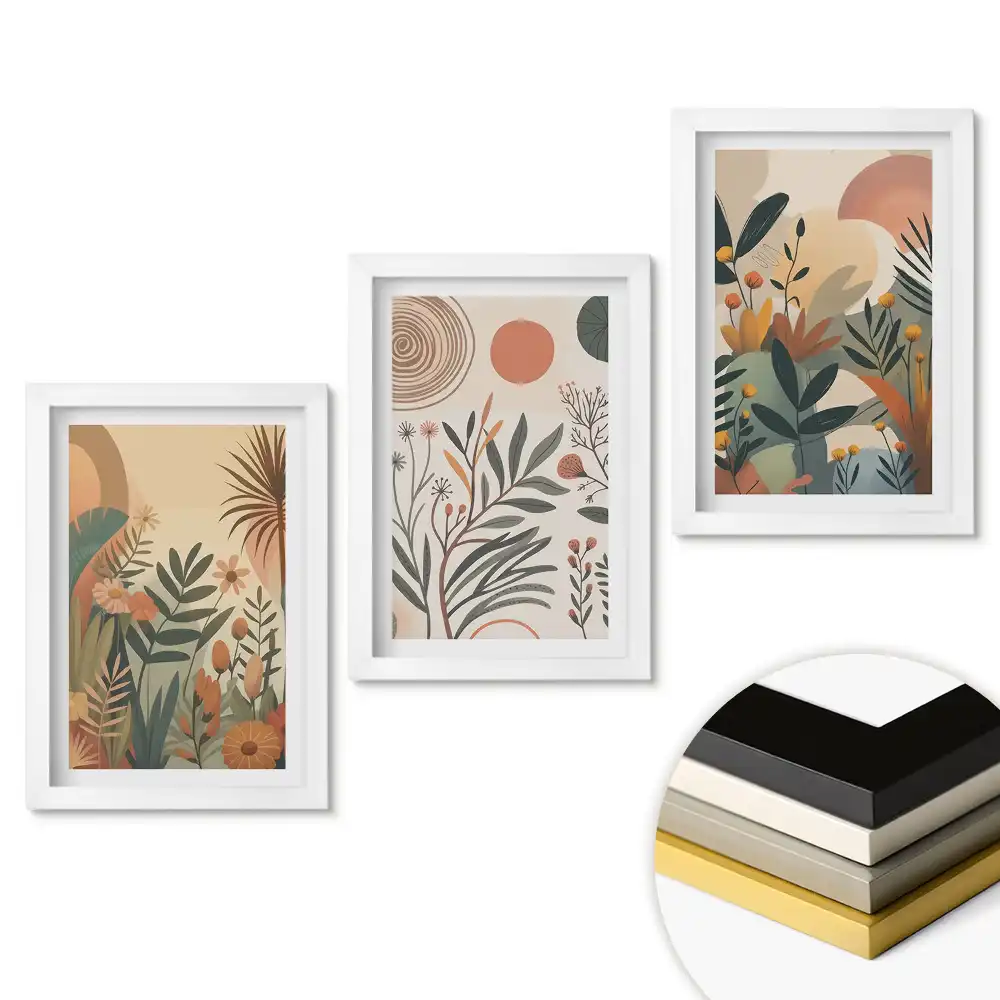 Set tablouri living Compoziții florale în nuanțe pastelate