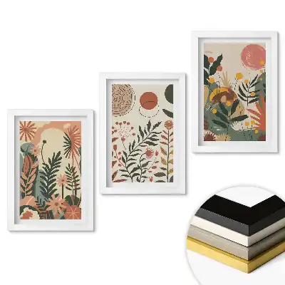 Set 3 tablouri dormitor Motive florale în stil minimalist