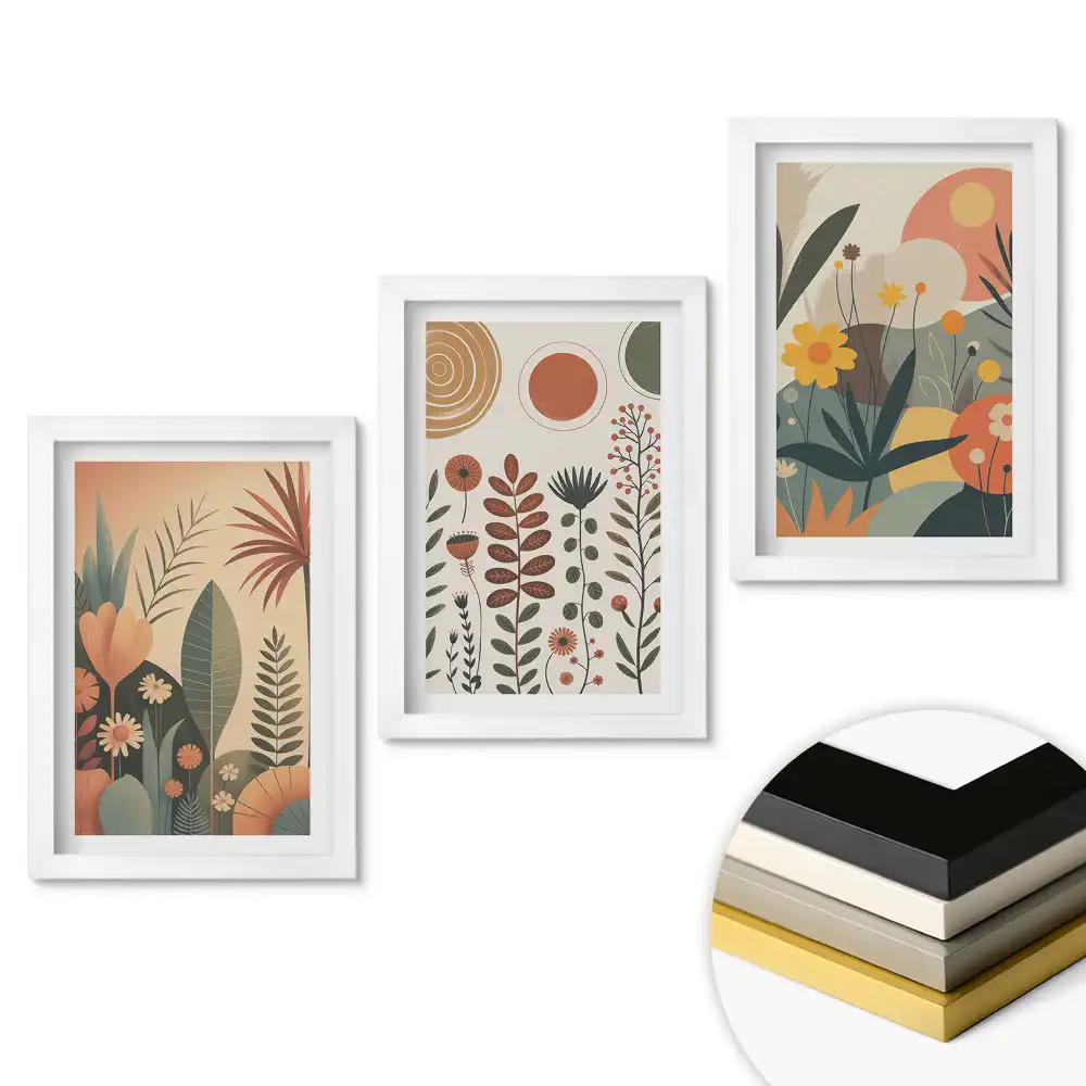 Set tablouri living Plante și flori colorate în artă