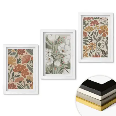 Set 3 tablouri dormitor Compoziții florale în nuanțe pastelate