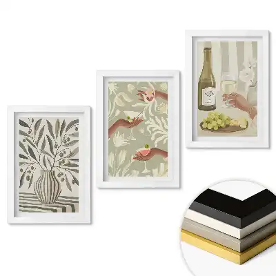 Set tablouri living Flori, vin și un stil de viață relaxant