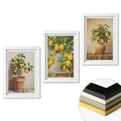 Set tablouri pentru living cu aranjamente florale de lămâi