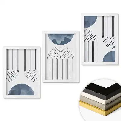 Set 3 tablouri pentru dormitor cu modele abstracte în nuanțe de albastru