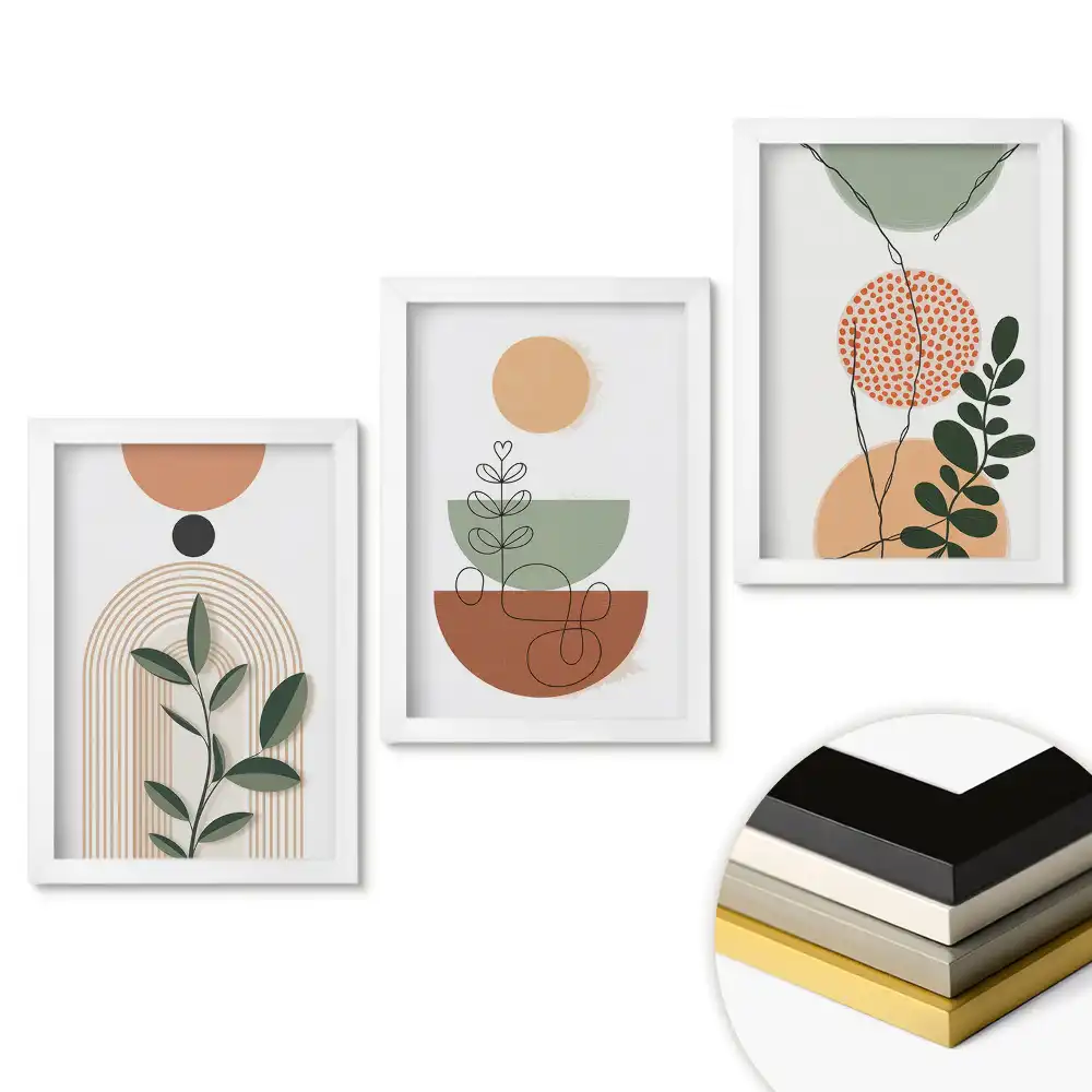 Set tablouri living Compoziții abstracte în culori pastelate