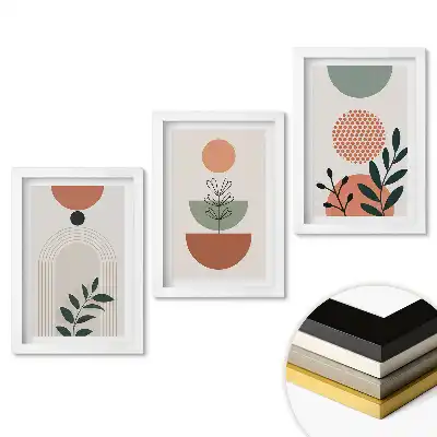 Set 3 tablouri pentru dormitor cu compoziții abstracte și vegetație