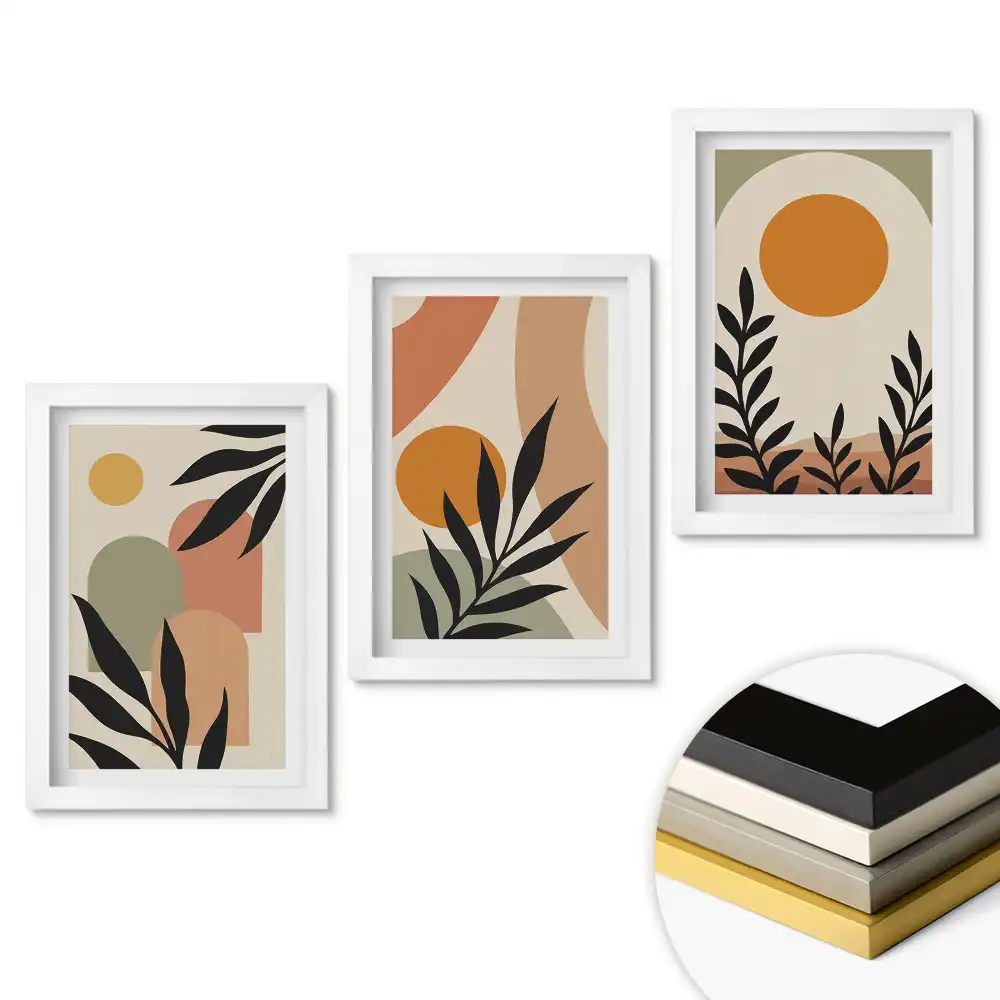 Set tablouri living Compoziții abstracte cu vegetație