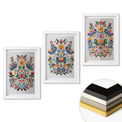 Set 3 tablouri dormitor Motive florale în stil popular