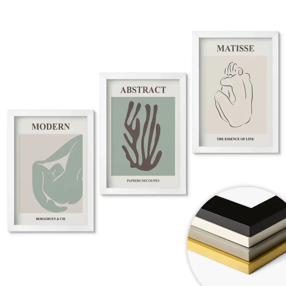 Set de tablouri pentru living cu forme și linii abstracte