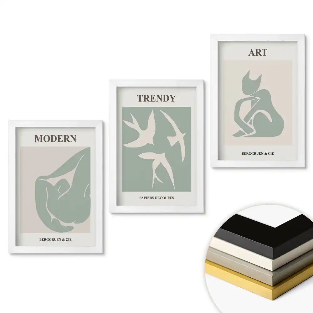 Set tablouri pentru living cu forme abstracte în culori delicate