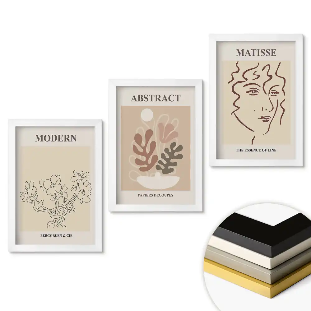 Set de 3 tablouri pentru dormitor în stil minimalist modern