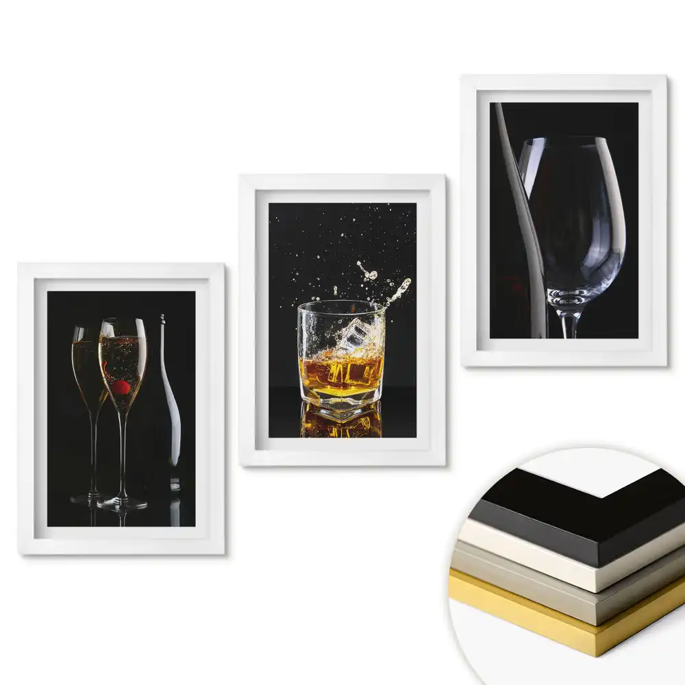 Set tablouri pentru living Eleganța băuturilor în pahar