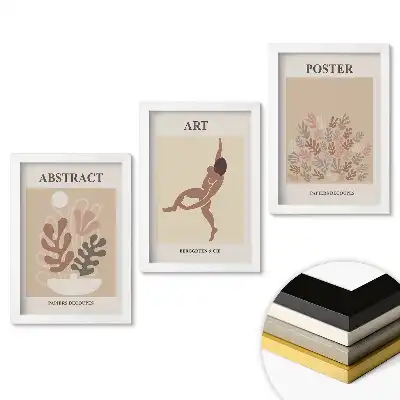 Set de 3 tablouri pentru dormitor cu grafică modernă în culori discrete