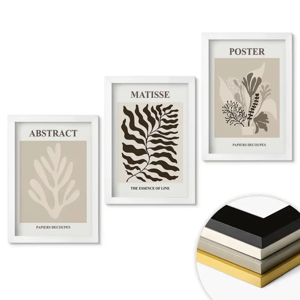 Set 3 tablouri pentru dormitor cu grafică modernă în culori discrete