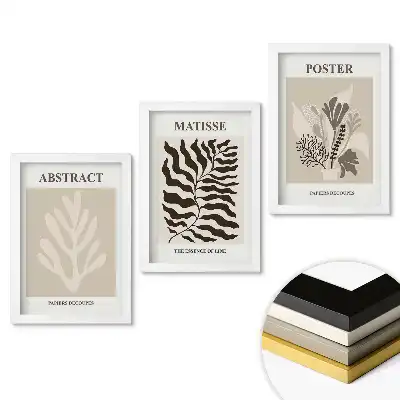 Set 3 tablouri dormitor Grafică modernă în culori discrete