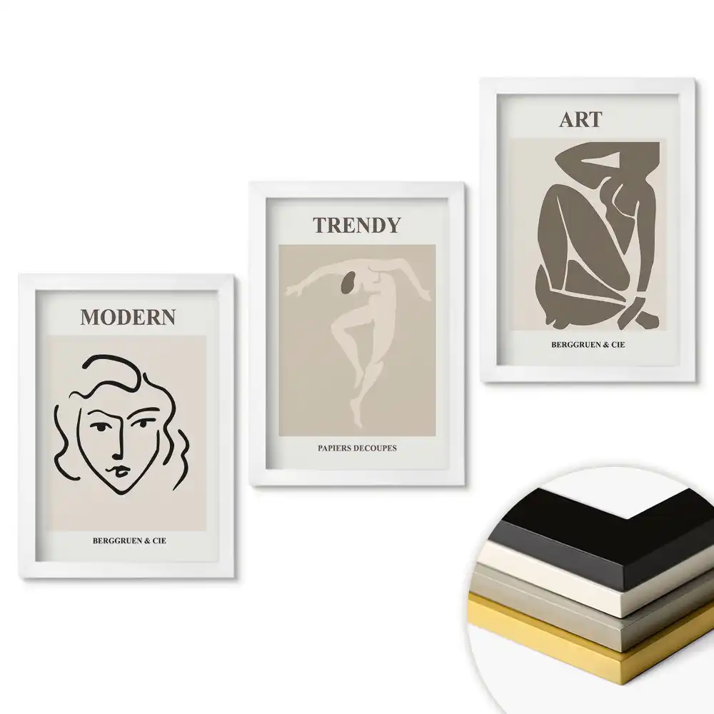 Set de tablouri pentru living cu artă modernă în stil minimalist