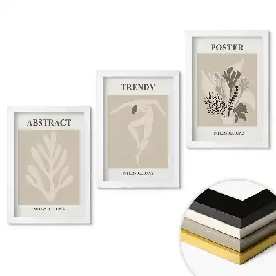 Set 3 tablouri dormitor Grafică modernă în culori discrete