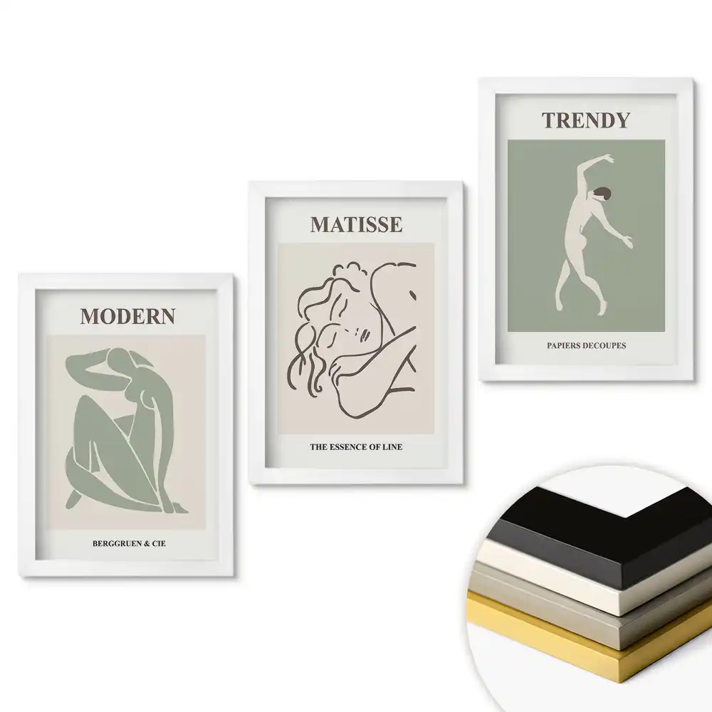 Set de 3 tablouri pentru dormitor cu design abstract minimalist