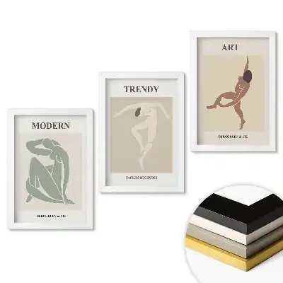 Set 3 tablouri dormitor Grafică elegantă într-o versiune modernă