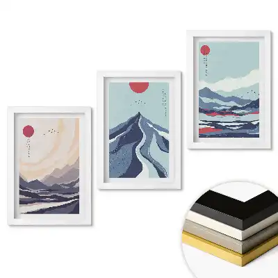 Set 3 tablouri dormitor Peisaje montane abstracte în culori