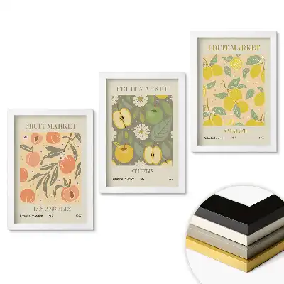 Set 3 tablouri dormitor Piața de fructe: Colecția botanică 1977