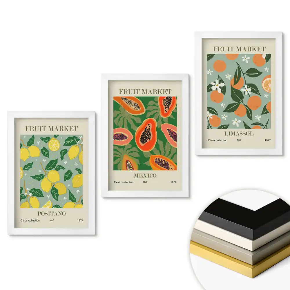 Set 3 tablouri pentru dormitor cu inspirații din fructe