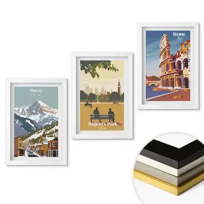 Set 3 tablouri dormitor Amintiri dintr-o călătorie prin orașe