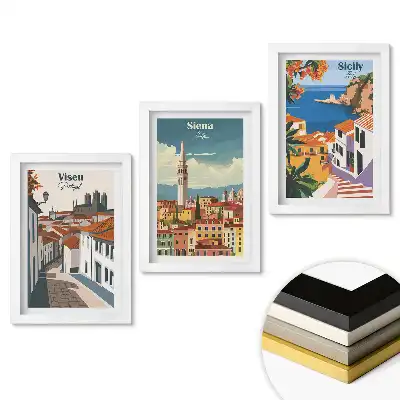 Set 3 tablouri dormitor Peisaje italiene: Viseu, Siena, Sicilia