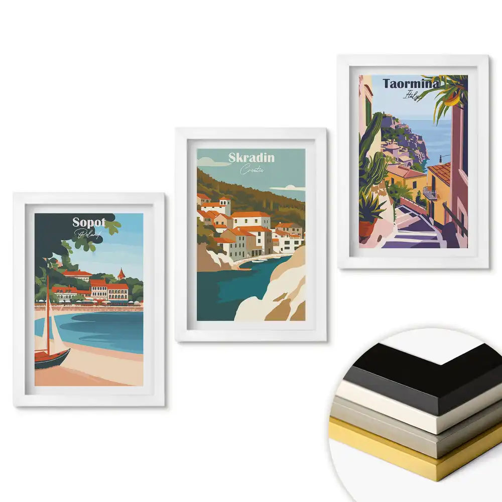 Set tablouri living Destinații de vacanță: Sopot, Skradin, Taormina