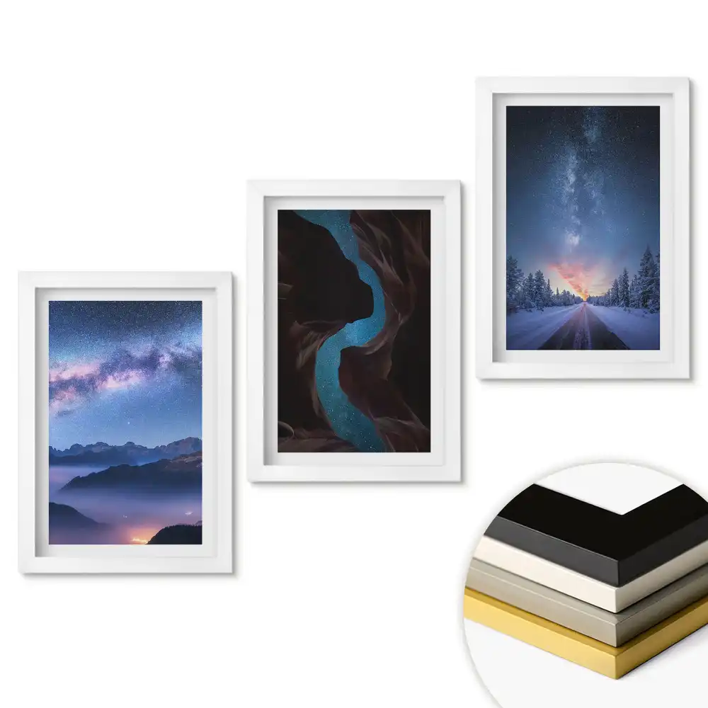 Set de tablouri pentru living cu peisaje cosmice și canioane misterioase