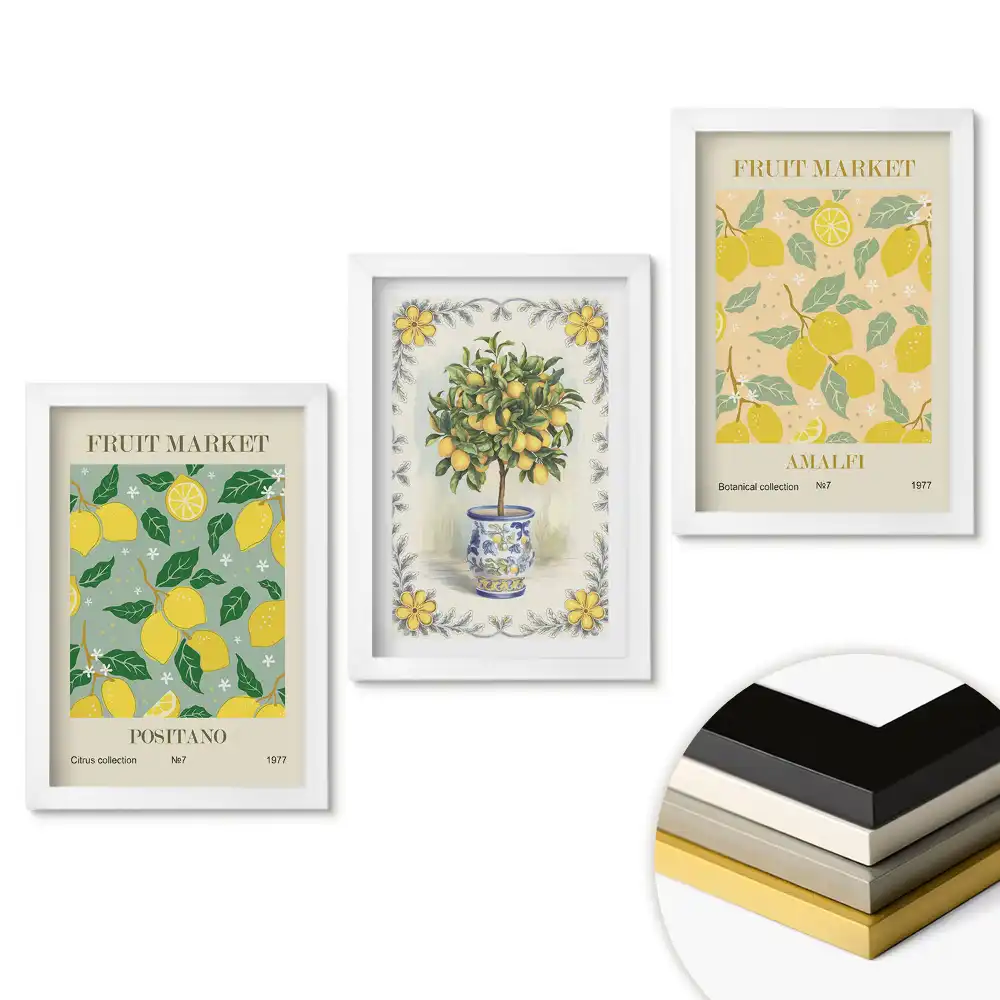 Set de tablouri pentru living Piața de fructe în stil italian