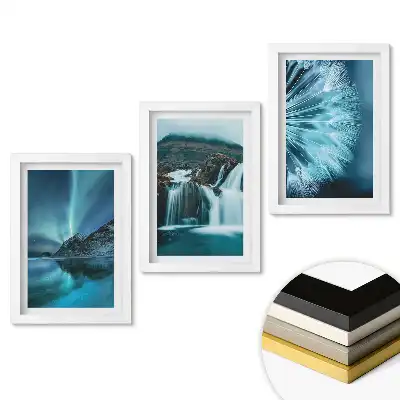 Set de tablouri pentru living cu peisaj de vis în nuanțe de albastru