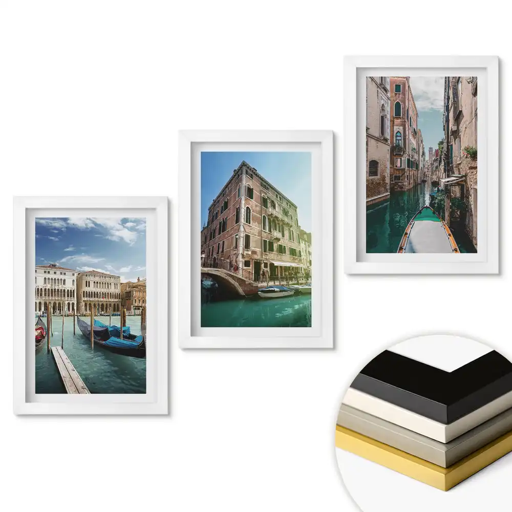 Set 3 tablouri decorative pentru dormitor cu Veneția