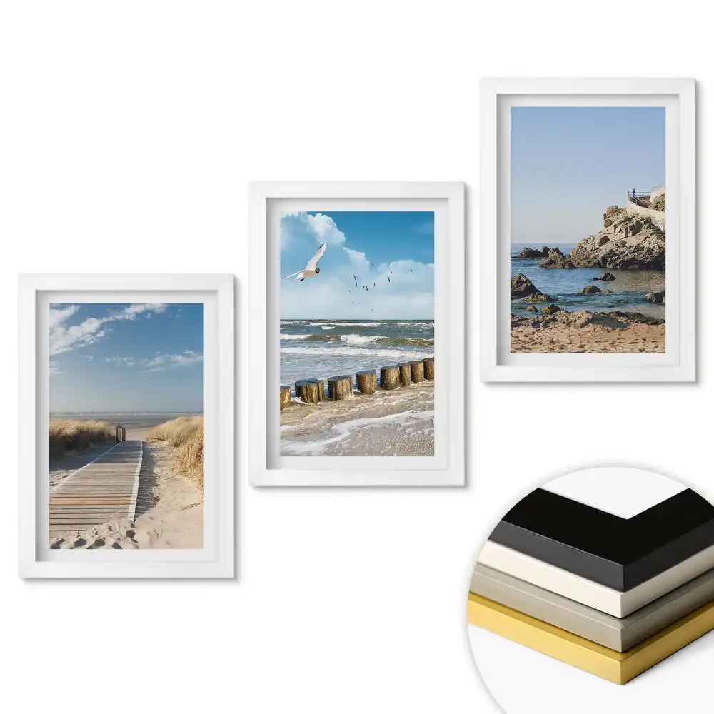 Set de 3 tablouri pentru dormitor cu peisaje de coastă în trei versiuni
