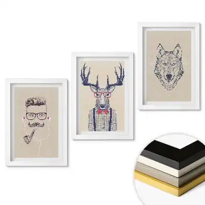 Set tablouri living Animale și oameni stilați în ilustrații