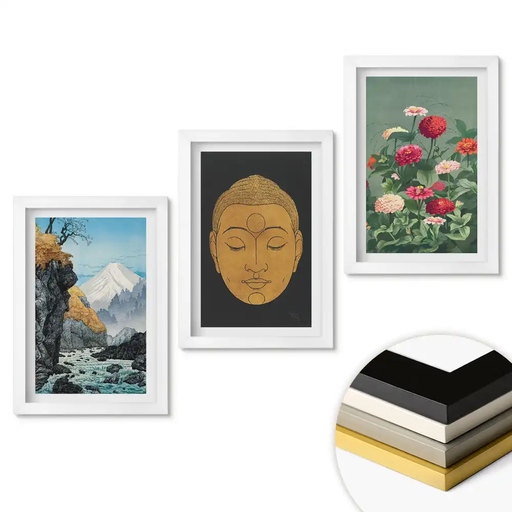 Set 3 tablouri pentru dormitor Armonia naturii, spiritualității și florilor