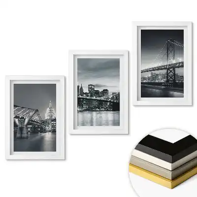 Set de tablouri pentru living cu poduri în alb și negru