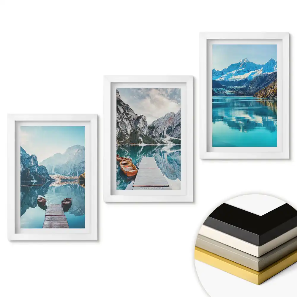 Set 3 tablouri pentru dormitor cu peisaje montane și lacuri pitorești