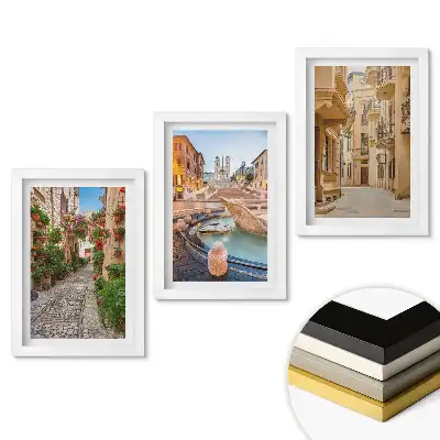 Set 3 tablouri dormitor Străzi fermecătoare și priveliști pitorești