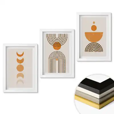 Set tablouri living Forme abstracte în nuanțe calde